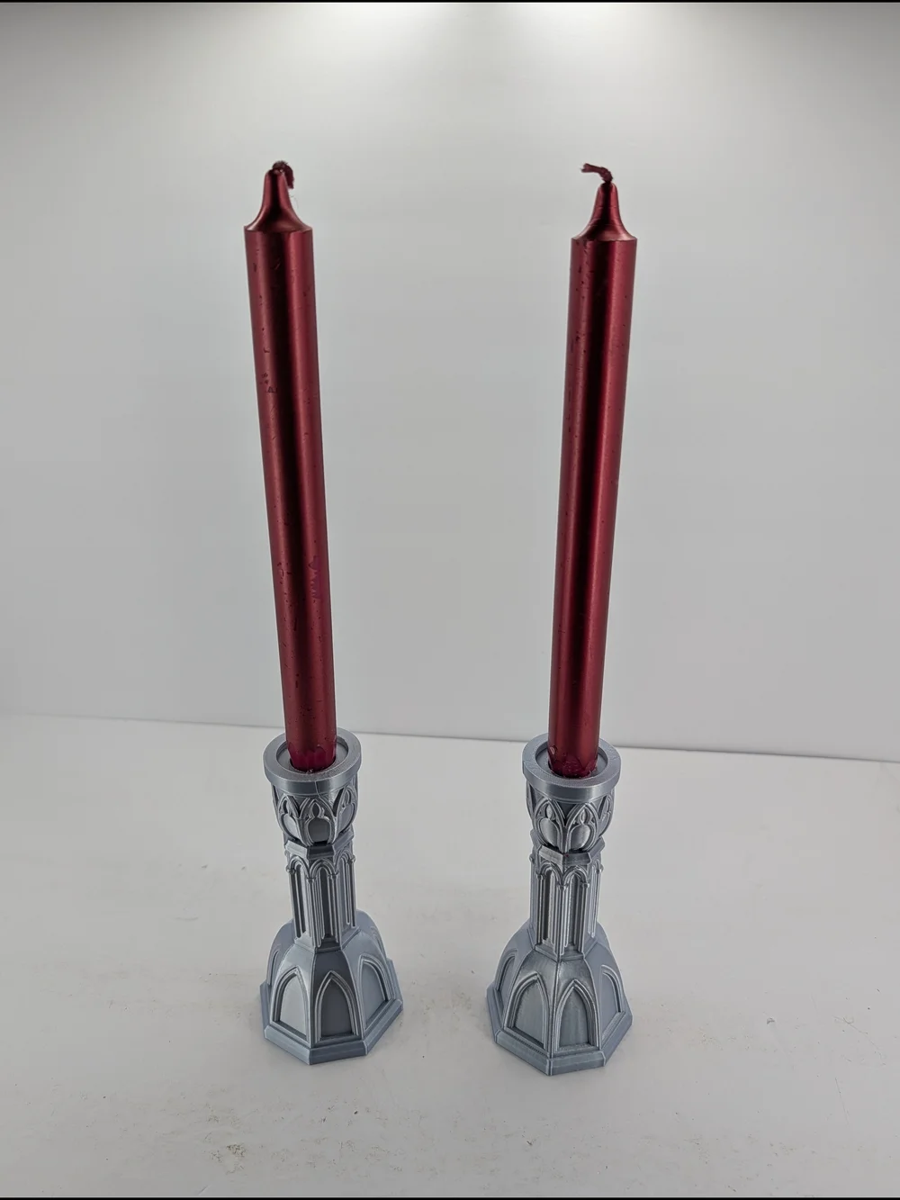 Elegant Silver Gothic-Style Candle Holders